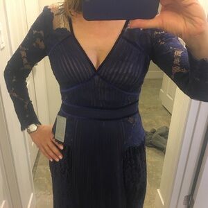 Tadashi Shoji lace and velvet gown in glorious purple!